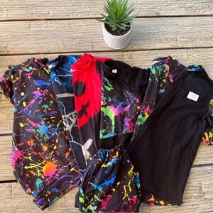 Boys Colorful Splatter SHEIN Bundle, 5 shirts, 1 shorts, & 1 hoodie, Sz 11-12